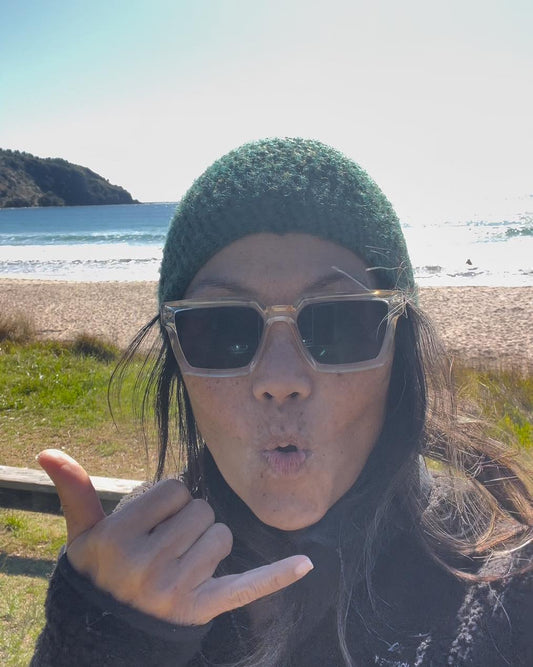 Yesterday’s shellfie in Taupo Bay before I chases done waves.