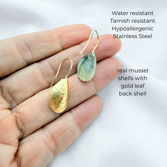 Gold Mussel Shell Hook Earrings (sample)