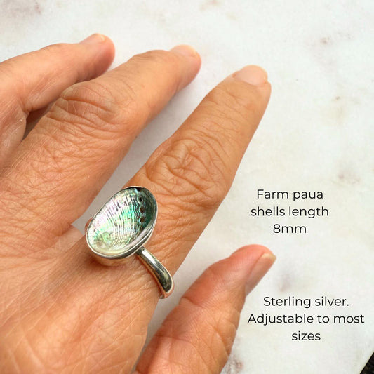 Paua Shell Sterling Silver Ring (Free Gift Wrap)