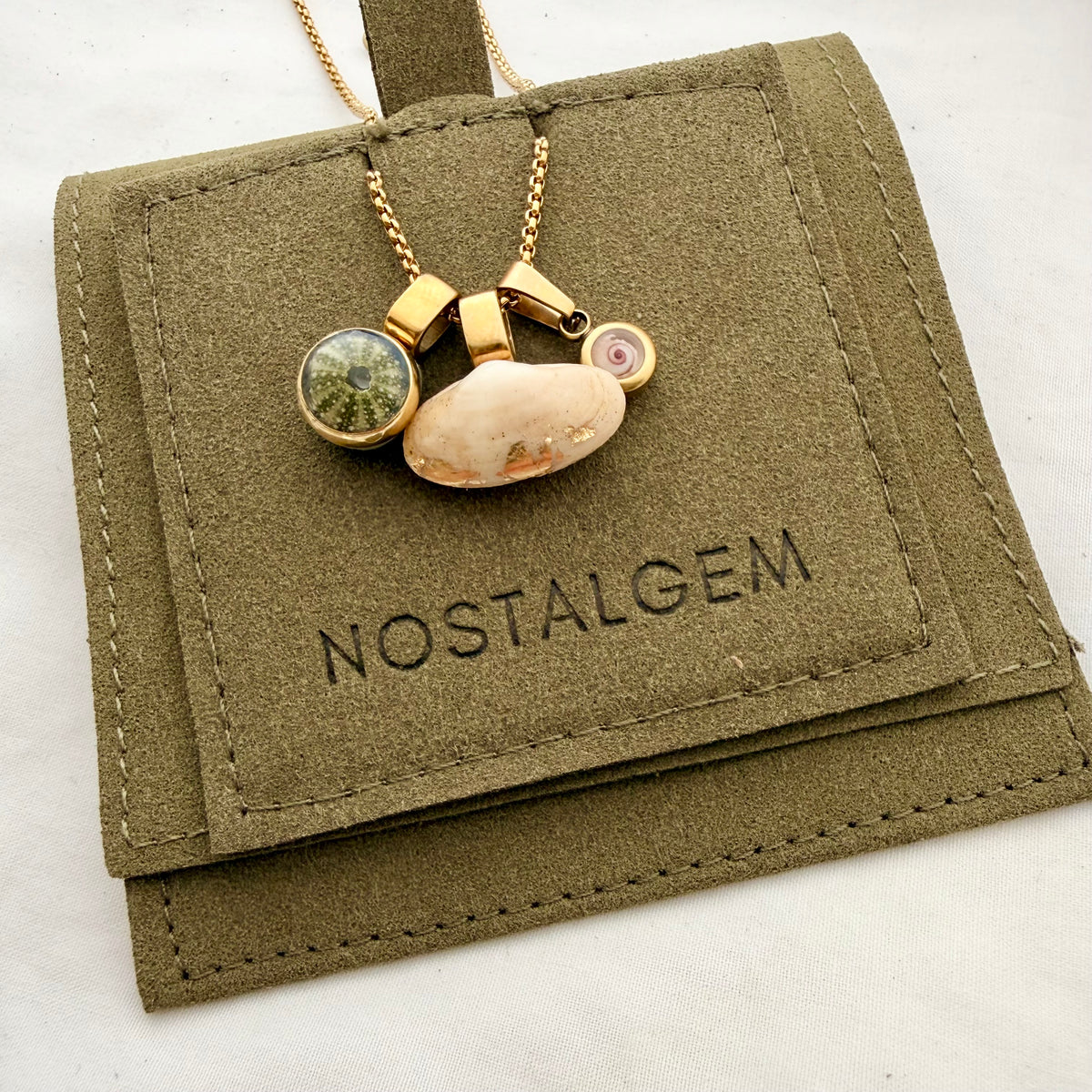 Shell Story Trio Necklace — Kina, Pipi & Spiral (Gold)