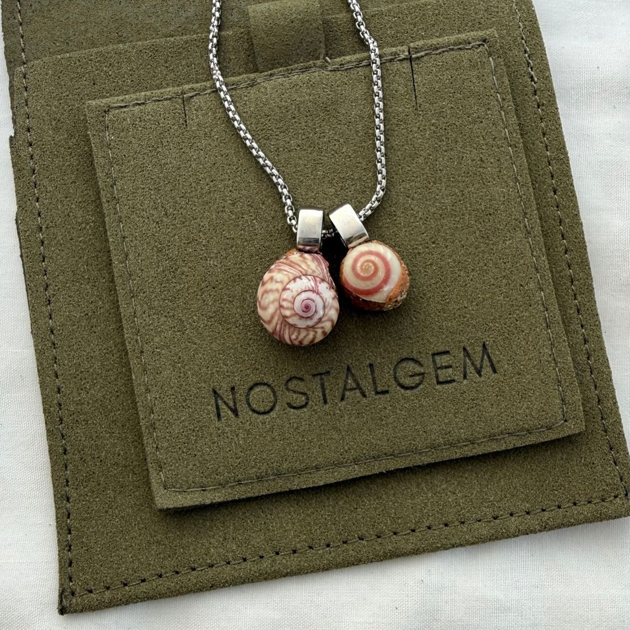 Pinwheel Pair Shell Story Necklace (Silver)