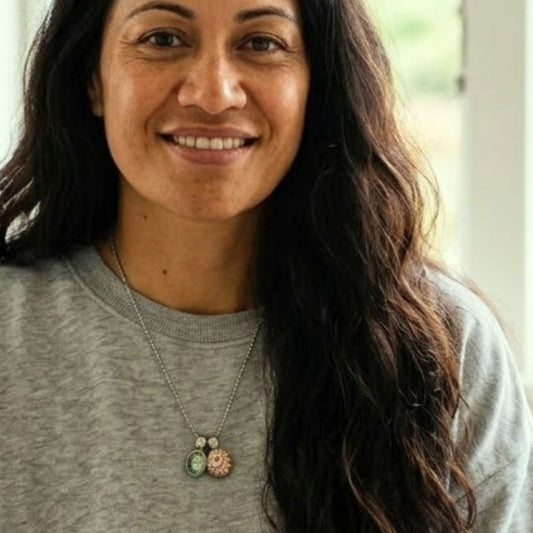 Pāua & Koru Wheel Shell Pair Necklace