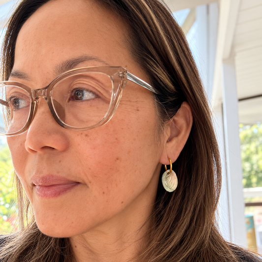 Beachsand Pāua Hoop Earrings (25mm)