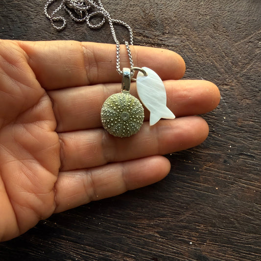 Whole Kina & Mother of Pearl Fish Pair Necklace