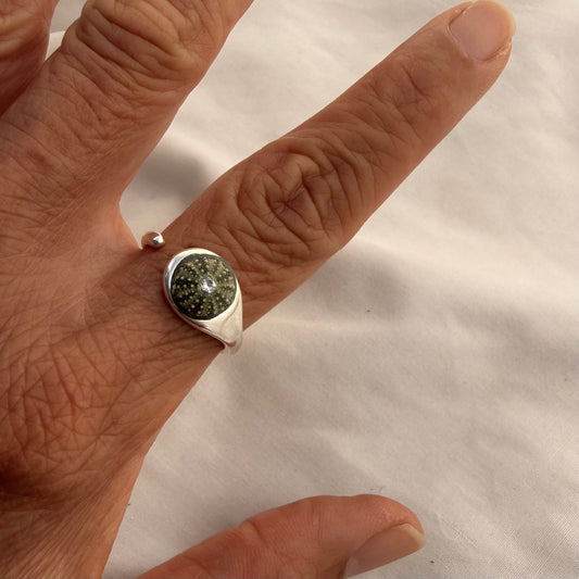 Tiny Whole Kina Sterling Silver Cuff Ring