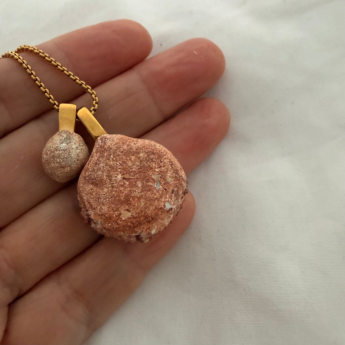 Pink Kina & Kota Wheel Shell Pair Necklace