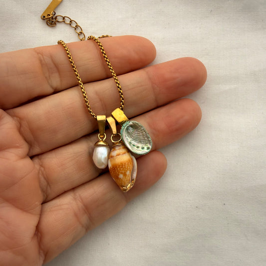 Shell Story Trio Necklace | Pearl, Cone & Pāua
