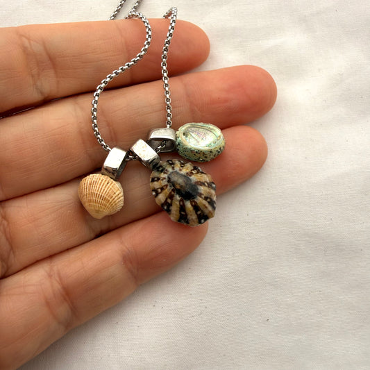 Shell Story Trio Necklace | Cockle, Limpet & Pāua