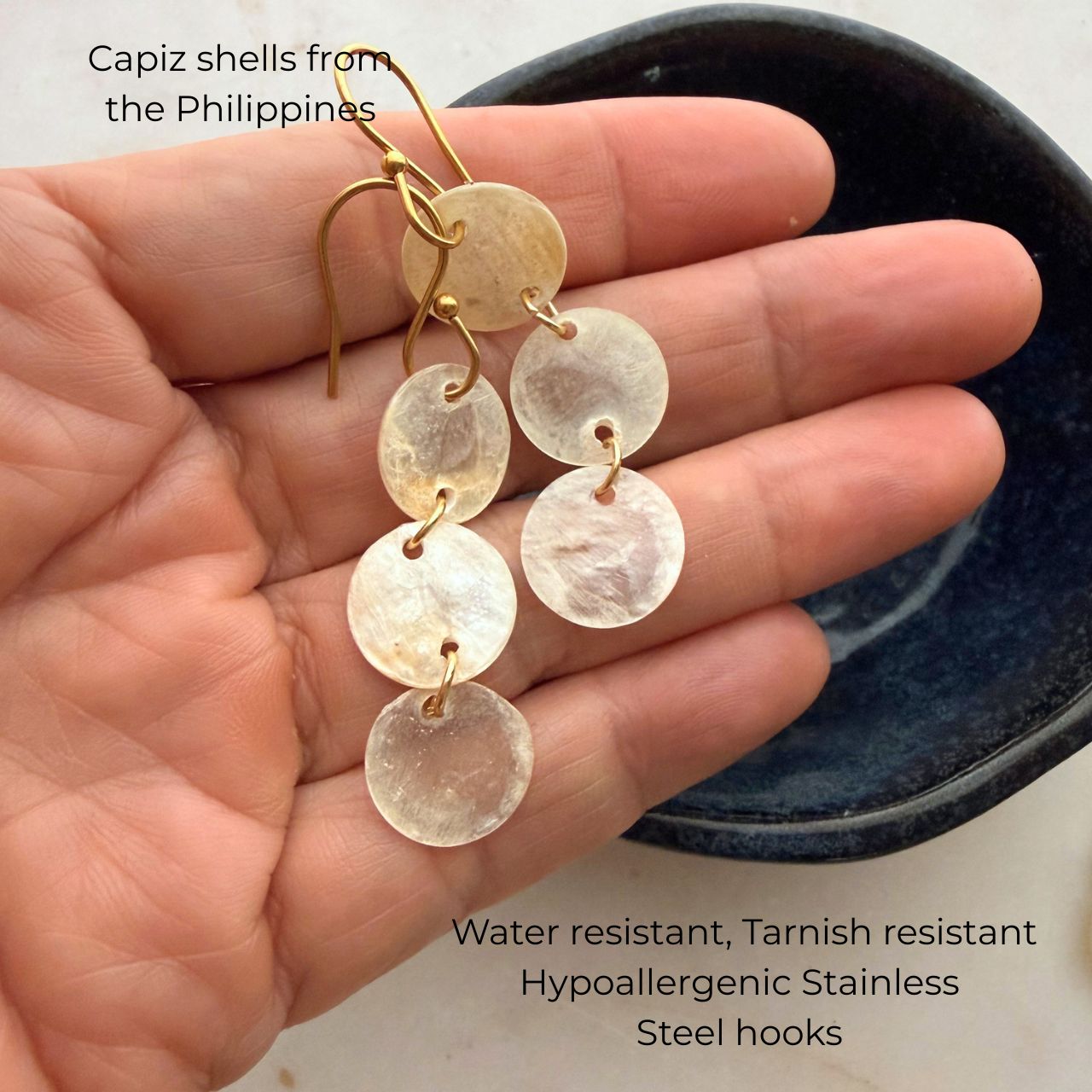 Capiz shell chandelier earrings styled shot