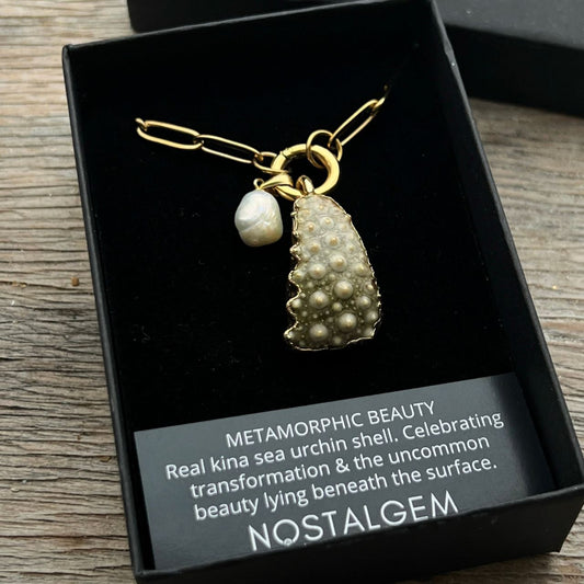 Baroque pearl charm close-up detail