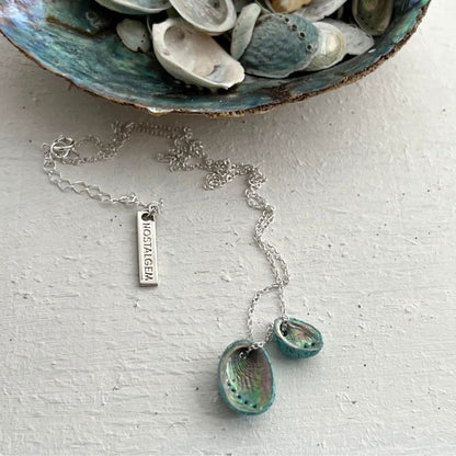 Paua Shell Mother & Child Floating Necklace (Turquoise Beachsand)