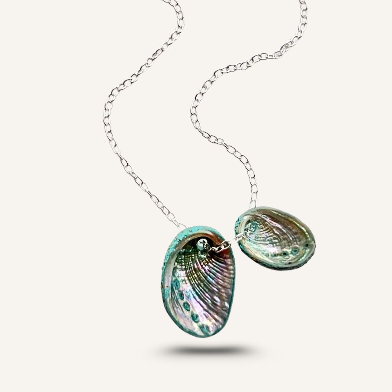 Paua Shell Mother & Child Floating Necklace (Beachsand)