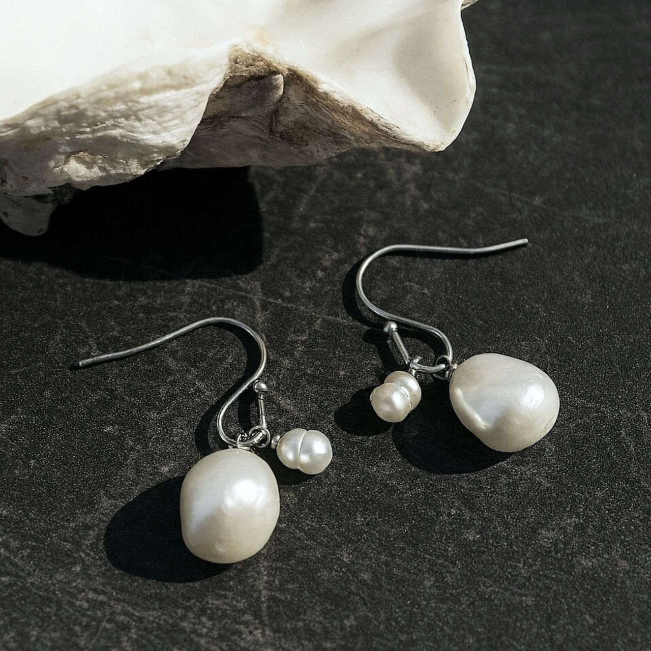 Baroque Pearl Perfectly Imperfect Mother & Child Hook Earrings