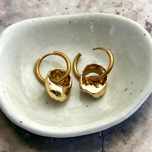 Worn out Sea Snail Shell (Pupu Nerida) Round Hoop Earrings