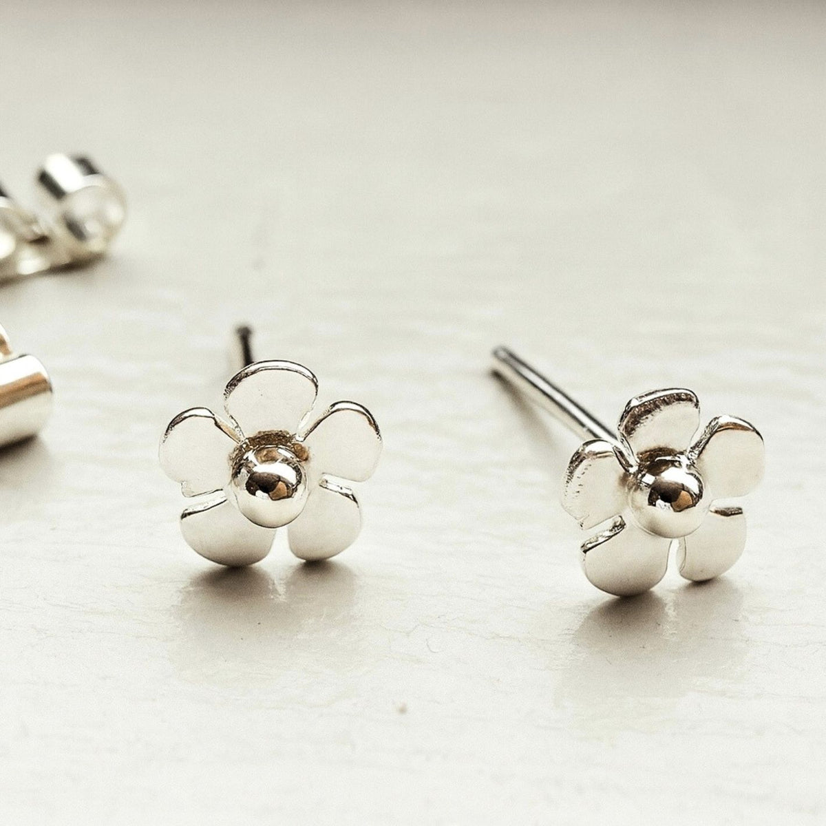 Tiny Sterling Silver Mānuka Flower Studs (Studio Sample)