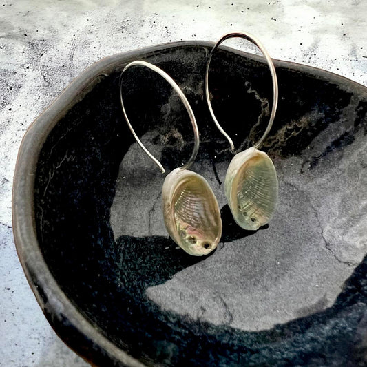 Paua Shell Open Sterling Silver Hoop Earrings