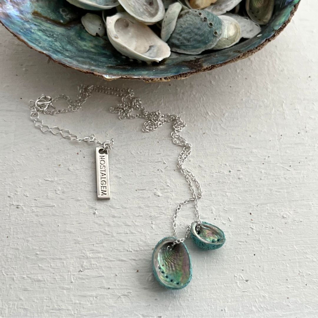 Upcycled Jewellery: Mother and Child Paua Necklace.