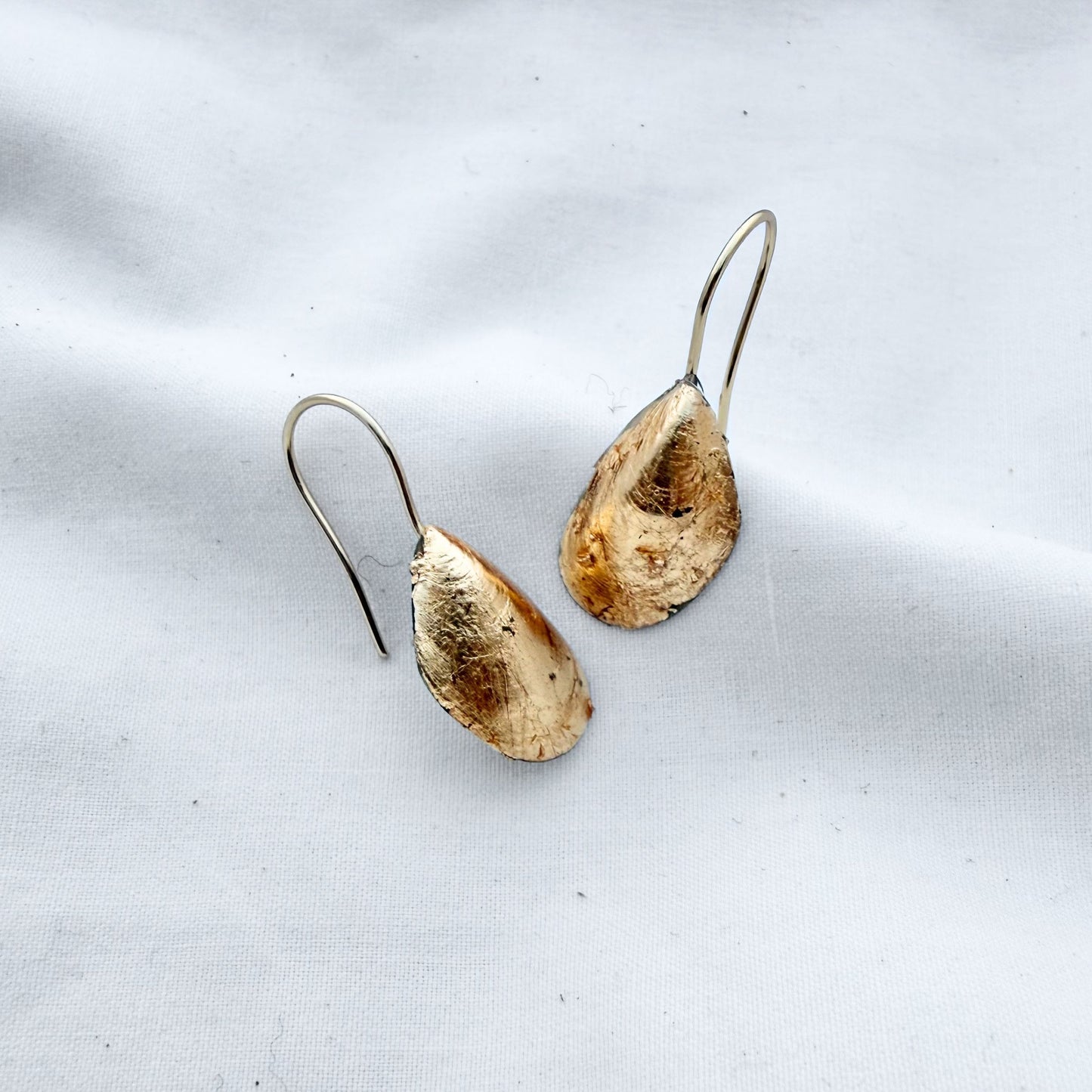 Gold Mussel Shell Hook Earrings (sample)
