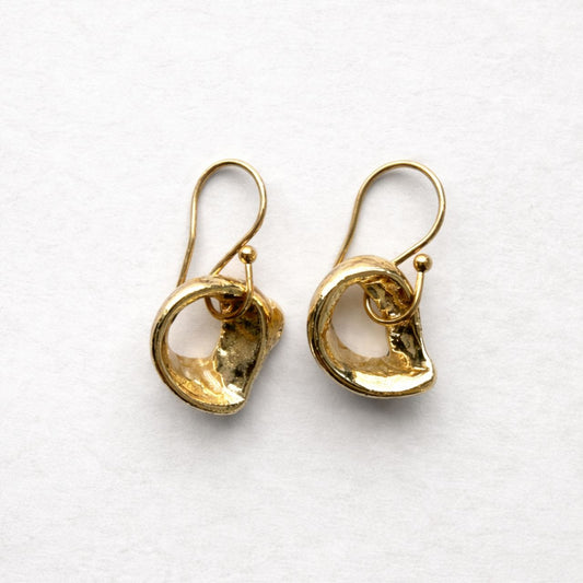 Worn out Pupu Sea Snail Shell Hook Earrings (Gold-dipped)