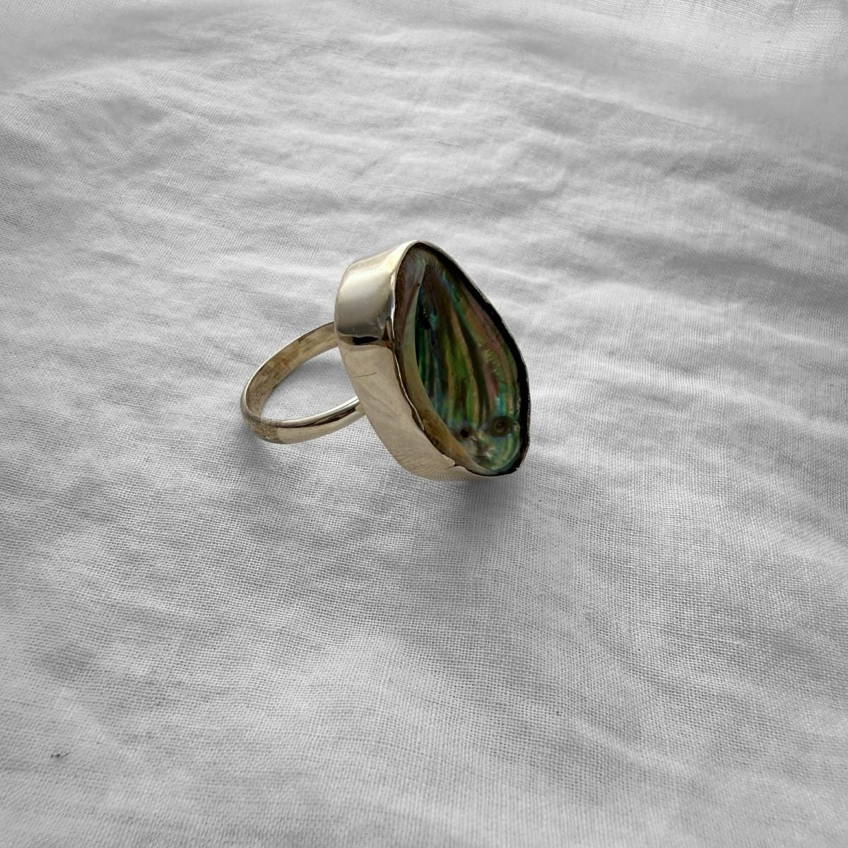 Large Paua Sterling Silver Adjustable Ring