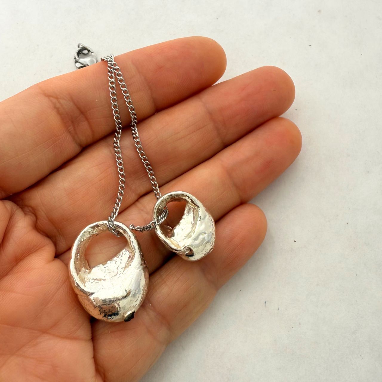 Pupu Shell Pair Story Necklace (Silverplated) Samples & Seconds