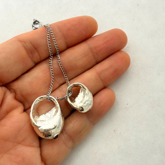 Pupu Shell Pair Story Necklace (Silverplated) Samples & Seconds