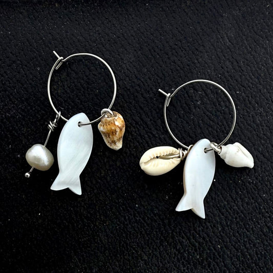 Great Catch Fish & Shell Treasures Dangle Hoops