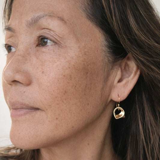 Worn out Pupu Sea Snail Shell Hook Earrings (Gold-dipped)