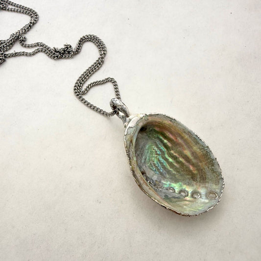 Single Large Paua Shell Necklace (Silverplated) - Samples & Seconds