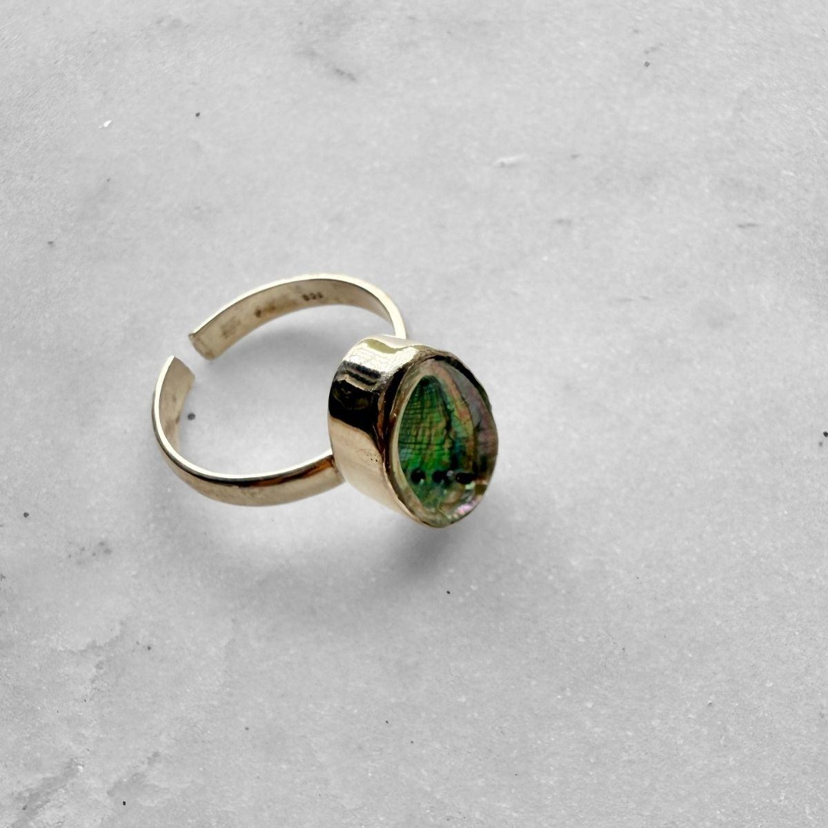 Paua Shell Sterling Silver Adjustable Ring