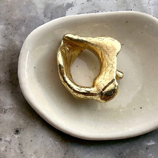 Large Weathered But Wondrous Sea Snail Whelk Gold Shell Ring or Pendant 18