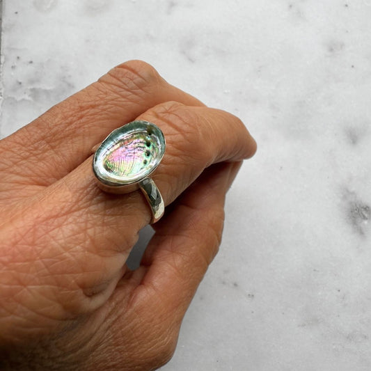 Paua Shell Sterling Silver Adjustable Ring