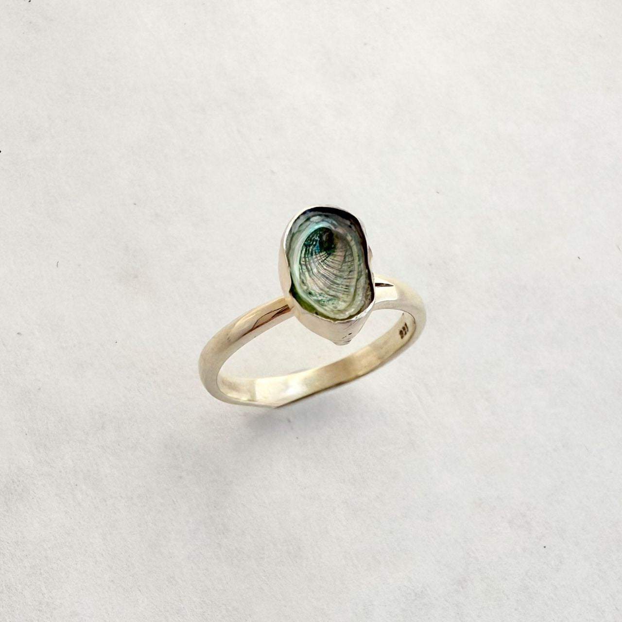 Tiny Paua Shell Sterling Silver Ring