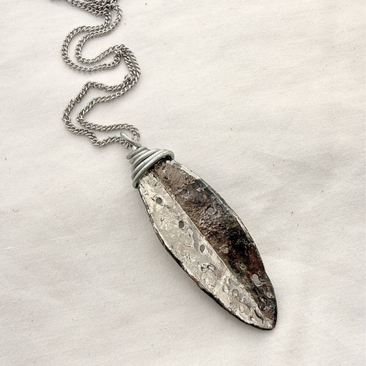 Silver Real Pohutukawa Leaf Necklace - Samples & Seconds