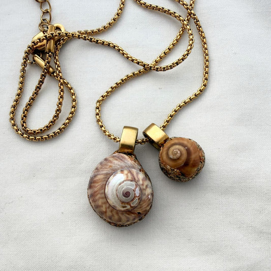 Pinwheel Pair Shell Story Necklace (Gold)