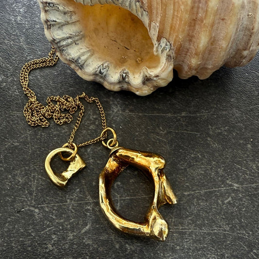 Tide-Worn Pair Whelk & Pupu Shell Necklace (Gold)