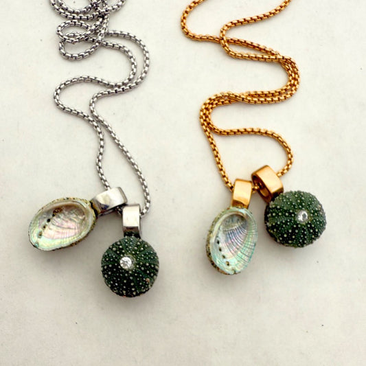Paua & Kina Shell Pair Necklace (BEST SELLER)