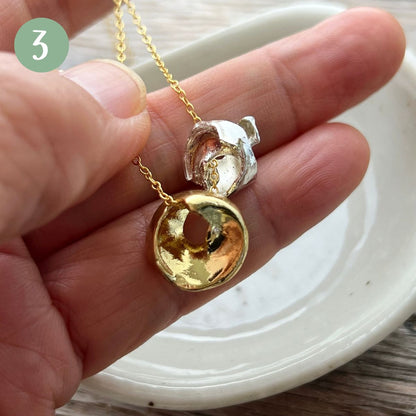 Sea Snail Shell Couple Unity In Imperfection Gold & Silver Necklace