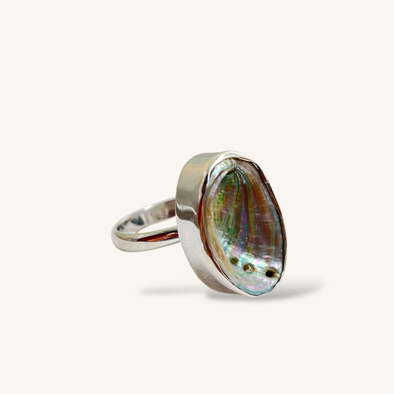 Farm Paua Shell Adjustable Sterling Silver Ring (21-24mm)