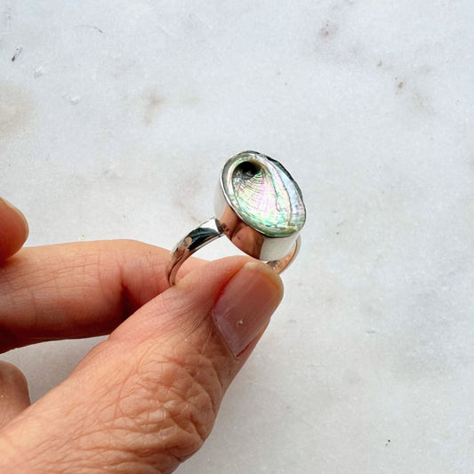 Paua Shell Sterling Silver Adjustable Ring