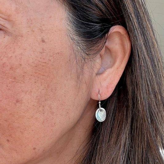 Tiny Paua Shell Drop Earrings