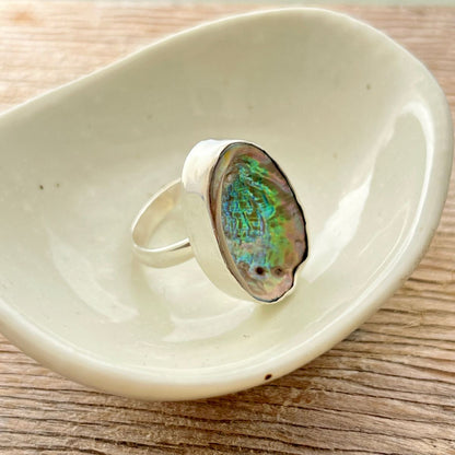 Farm Paua Shell 25-28mm Adjustable Sterling Silver Ring