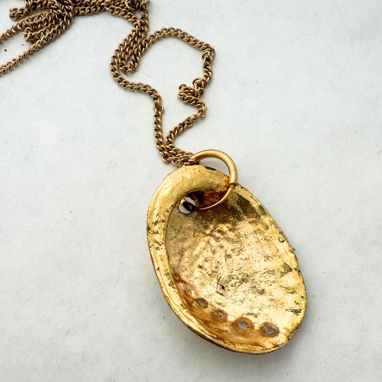 Single Large Paua Shell Necklace (Goldplated) - Samples & Seconds