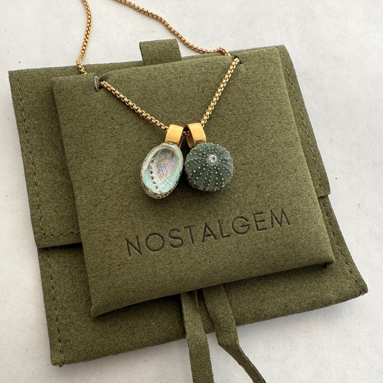 Paua & Kina Shell Pair Necklace (BEST SELLER) - Curb chain