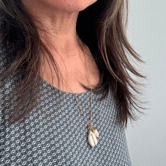 Gilded Edge Cowrie & Small Whelk Shell Story Necklace