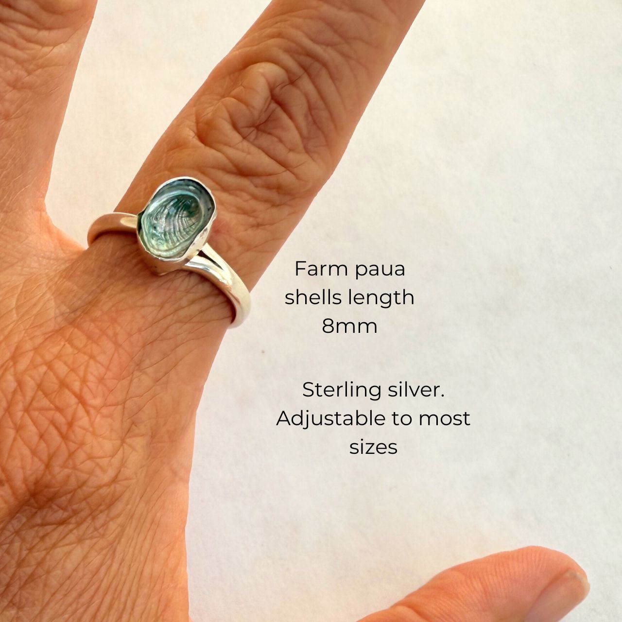 Tiny Paua Shell Sterling Silver Ring