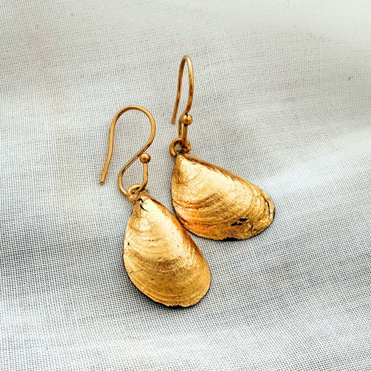 Mussell Shell Gold Hook Earrings (Goldleaf)