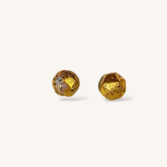 Lava Stone Nugget Golddipped Stud Earrings