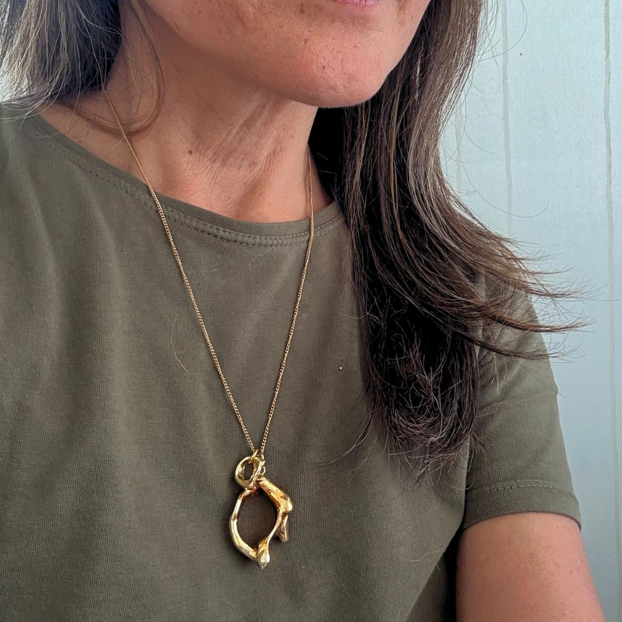 Tide-Worn Pair Whelk & Pupu Shell Necklace (Gold)