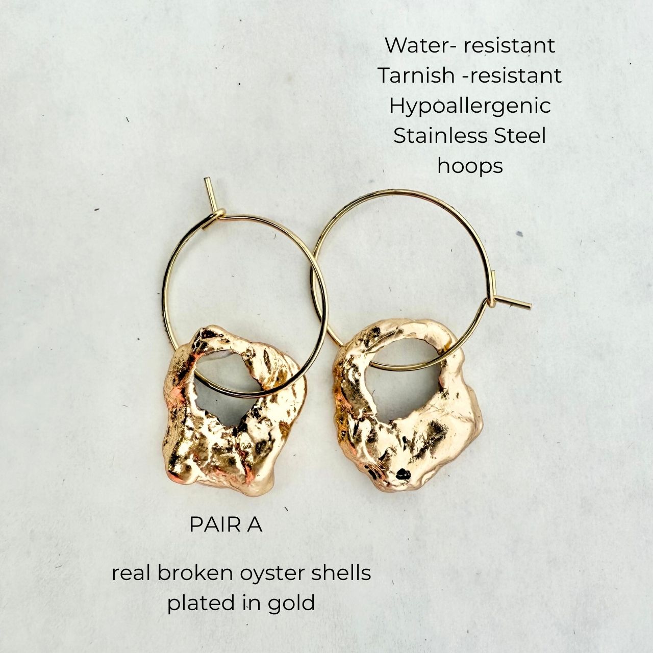 Broken Oyster Shell Earrings (Gold)